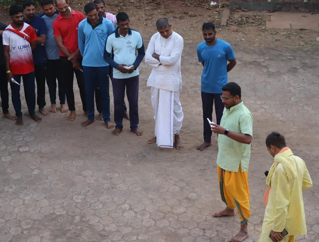Participants taking part in an outdoor community activity in Honnavara