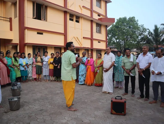 Community group gathered for a programme in Honnavara